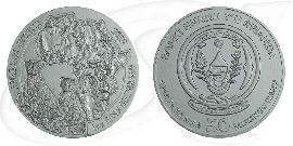 Ruanda 50 RWF 2013 BU OVP Silber 1oz Gepard / Cheetah Münze Vorderseite und Rückseite zusammen