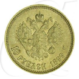 Russland 10 Rubel Gold 1899 ss Zar Nikolaus II.