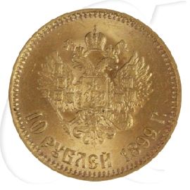 Russland 10 Rubel Gold 1899 vz Zar Nikolaus II.