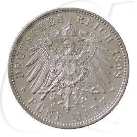 Deutschland Sachsen 5 Mark 1898 vz-st Albert