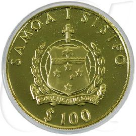 Samoa 100 Tala Gold 1988 KonTiki PP OVP Münzen-Wertseite