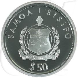 Samoa 50 Tala Palladium 1988 KonTiki PP OVP Münzen-Wertseite