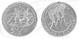 San Marino 2004 Fußball WM 5 Euro Münze Vorderseite und Rückseite zusammen