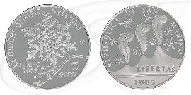 San Marino 2005 Olympia 2006 Turin 5 Euro Münze Vorderseite und Rückseite zusammen