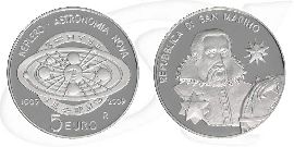San Marino 2009 Keplersche Gesetze 5 Euro Münze Vorderseite und Rückseite zusammen