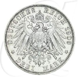 Deutschland Schwarzburg-Sondershausen 3 Mark 1909 ss Karl Günther Tod