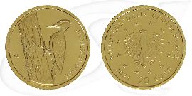 Schwarzspecht 2021 Gold Deutschland 20 Euro Münze Vorderseite und Rückseite zusammen
