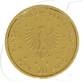 Schwarzspecht 2021 Gold Deutschland 20 Euro Münzen-Wertseite