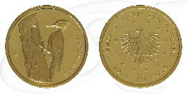 Schwarzspecht Goldmünze 20 Euro Deutschland 2021 Münze Vorderseite und Rückseite zusammen