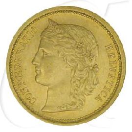 Schweiz 20 Franken Gold 5,81g fein Helvetia 1886 vz