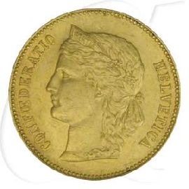 Schweiz 20 Franken Gold 5,81g fein Helvetia 1893 vz