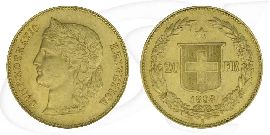 Schweiz 20 Franken Gold 5,81g fein Helvetia 1893 vz