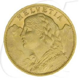 Schweiz 20 Franken Gold 5,81g fein Vreneli 1911 vz-st