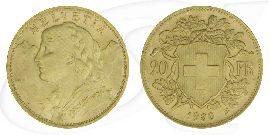 Schweiz 20 Franken Gold 5,81g fein Vreneli 1930 vz-st