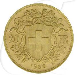 Schweiz 20 Franken Gold 5,81g fein Vreneli 1930 vz-st