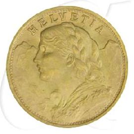 Schweiz 20 Franken Gold 5,81g fein Vreneli 1935 vz-st