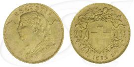Schweiz 20 Franken Gold 5,81g fein Vreneli 1935 vz-st