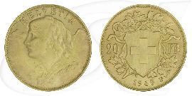 Schweiz 20 Franken Gold 5,81g fein Vreneli 1949 vz-st