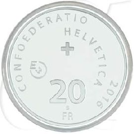Schweiz 20 Franken 2016 PP Rotes Kreuz Probe