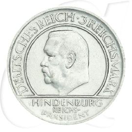 Schwurhand 1929 Weimar 3 Reichsmark D Münzen-Wertseite