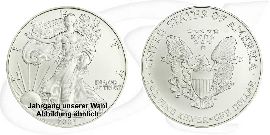 Silber Dollar USA American Eagle 1 Unze Münze Vorderseite und Rückseite zusammen