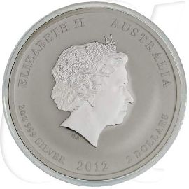 Australien 2 Dollar 2012 BU Silber Lunar II Jahr des Drachen Farbe