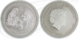 Silber Lunar Affe 2016 2 Dollar Australien Münze Vorderseite und Rückseite zusammen