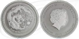 Silber Lunar Drache 2012 2 Dollar Australien Münze Vorderseite und Rückseite zusammen