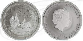 Silber Lunar Hase 2011 2 Dollar Australien Münze Vorderseite und Rückseite zusammen