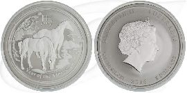 Silber Lunar Pferd 2014 2 Dollar Australien Münze Vorderseite und Rückseite zusammen