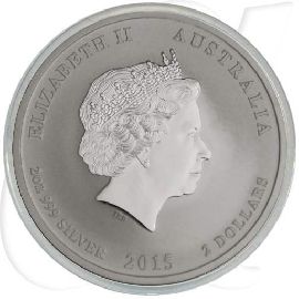 Silber Lunar Ziege 2015 2 Dollar Australien Münzen-Wertseite