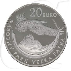 Slowakei 2009 20 Euro Velka Fatra Silber PP OVP Münze Wertseite