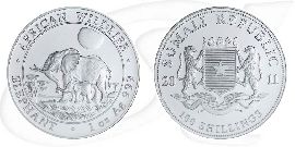 Somalia Elefant 2011 Münze Vorderseite und Rückseite zusammen