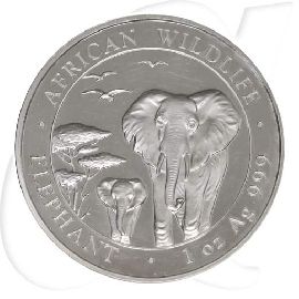 Somalia Elefant 2015 100 Shillings Silber Münzen-Bildseite