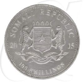 Somalia Elefant 2015 100 Shillings Silber Münzen-Wertseite