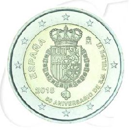 Spanien 2x 2 Euro 2018 Santiago de Compostela / Geburtstag Felipe st