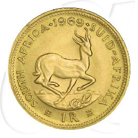 Südafrika Gold Springbock 1 Rand Münzen-Wertseite