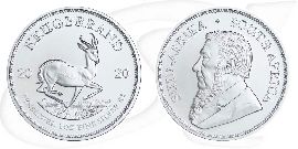Südafrika Krügerrand Silber 2020 Münze Vorderseite und Rückseite zusammen