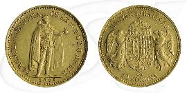Ungarn 10 Korona Gold (3,049 gr. fein) 1905 ss-vz Franz Josef I. Münze Vorderseite und Rückseite zusammen