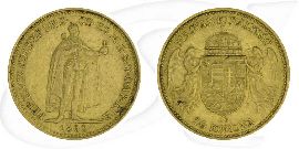 Ungarn 20 Korona Gold (6,098 gr. fein) 1892 ss Franz Josef I. Münze Vorderseite und Rückseite zusammen