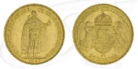 Ungarn 20 Korona Gold (6,098 gr. fein) 1897 vz Franz Josef I. Münze Vorderseite und Rückseite zusammen