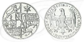 Universität Marburg 1927 3 Reichsmark Münze Vorderseite und Rückseite zusammen