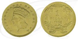 USA 1 Dollar 1868 ss Gold 1,50g fein Indianerprinzessin