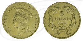 USA 3 Dollar 1855 ss Gold 4,51g fein Indianerprinzessin