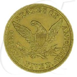 USA 5 Dollar 1843 ss Gold 7,52g fein Liberty Eagle Coronet Head