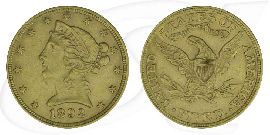 USA 5 Dollar 1892 ss Gold 7,52g fein Liberty Eagle Coronet Head