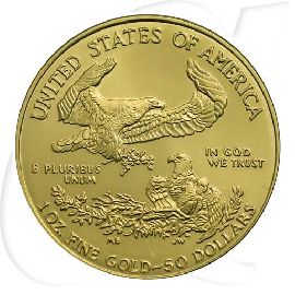 USA 50 Dollar Goldmünze Eagle 31,10 Gramm (1 Unze) Münzen-Wertseite