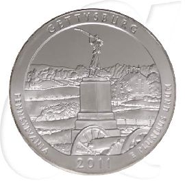 USA Quarter Dollar 2011 st 5 oz Silber Pennsylvania - Gettysburg Military Park