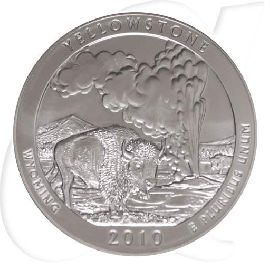 USA Quarter Dollar 2010 st 5 oz Silber Wyoming - Yellowstone National Park