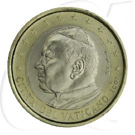 Vatikan 2002 1 Euro Papst Johannes Paul Umlaufmünze Münzen-Bildseite